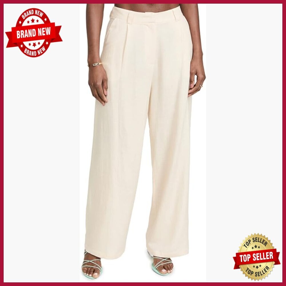 Lightweight Linen Blend Wide Leg Pants with Pleated Waist